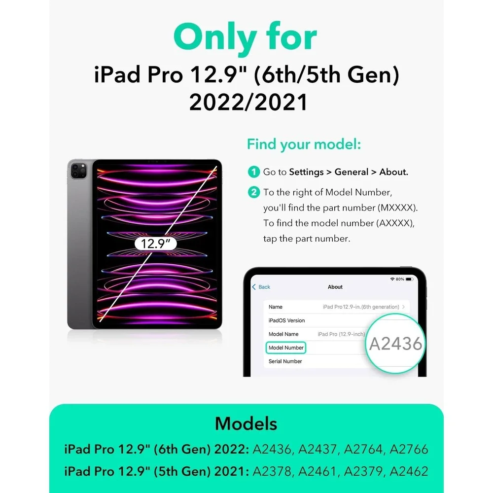 ESR iPad Pro 12.9 Case 6th 5th Gen 2022 2021 Magnetic‎ Stand Pencil Holder Brown